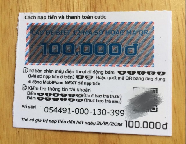 Thẻ cào điện thoại Mobifone 100k miễn phí, Free card SLL