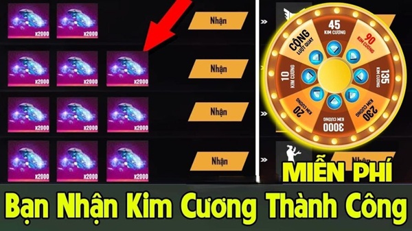 Vòng quay Free Fire miễn phí 100% trúng thưởng
