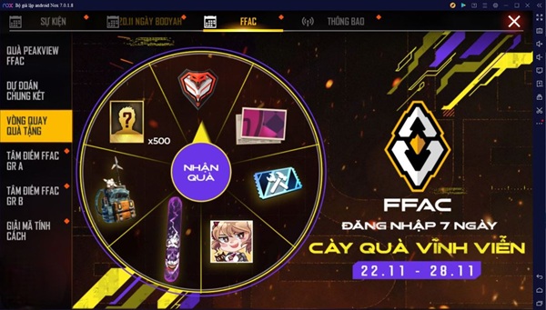 Vòng quay Free Fire miễn phí 100% trúng thưởng